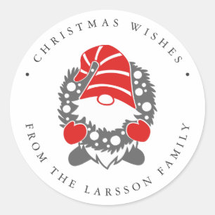 Sticker Rond Gnome amusant avec le Noël du festival Garland