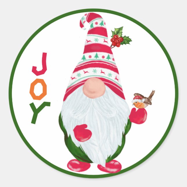 Sticker Rond Gnome amusant Noël (Devant)