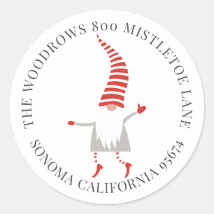 Sticker Rond Gnome Christmas Retourner l'adresse Enveloppe Scea