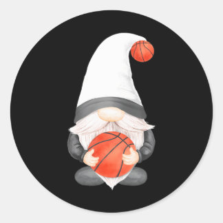 Sticker Rond Gnome De Basketball Drôle Pour Les Joueurs De Bask
