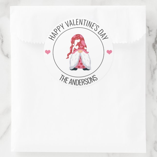 Sticker Rond Gnome Love Valentine's Day (Sac)