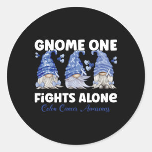 Sticker Rond Gnome One combat seul bleu foncé Colon Cancer Awar