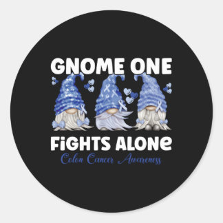 Sticker Rond Gnome One combat seul bleu foncé Colon Cancer Awar