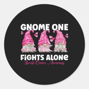 Sticker Rond Gnome One combat seul rose _ Décerné du cancer du