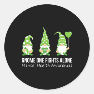 Sticker Rond Gnome One combat seul Sensibilisation à la santé m