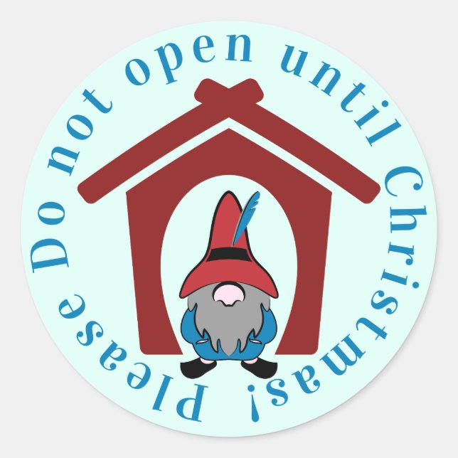 Sticker Rond Gnome pour le bleu rouge de Noël (Devant)