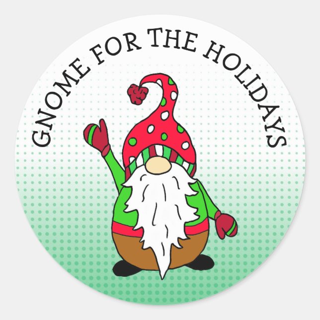 Sticker Rond Gnome pour les fêtes Noël (Devant)
