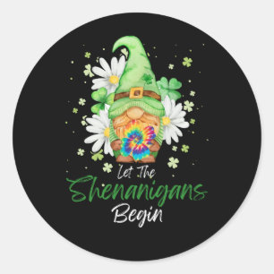 Sticker Rond Gnome Tie Dye Shamrock Laisser Shenanigans Commenc