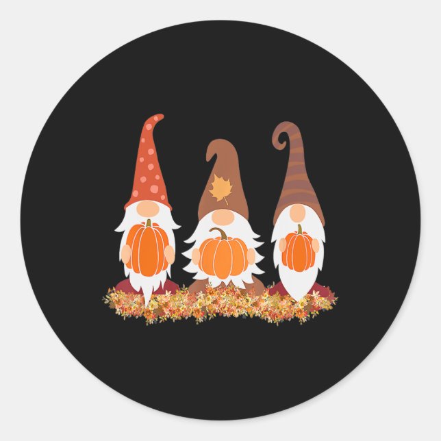 Sticker Rond Gnomes Automnes Et Feuilles Automnes De Bons Cadea (Devant)