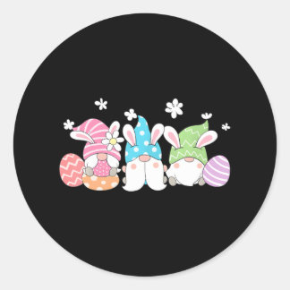 Sticker Rond Gnomes avec des oreilles lapins et des oeufs de Pâ