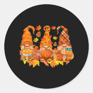 Sticker Rond Gnomes Citrouille Turquie Thanksgiving Day mignon 