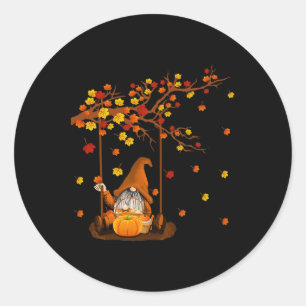 Sticker Rond Gnomes citrouilles Automne Mignons Halloween Thank