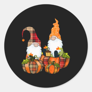 Sticker Rond Gnomes citrouilles Automne Mignons Halloween Thank