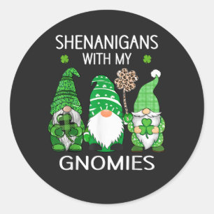 Sticker Rond Gnomes léopard de la Saint-Patrick chanceux Shamro