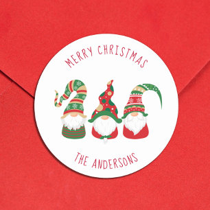 Sticker Rond Gnomes mignons Joyeux Noël