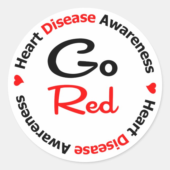 Sticker Rond GO RED Heart Disease (Devant)