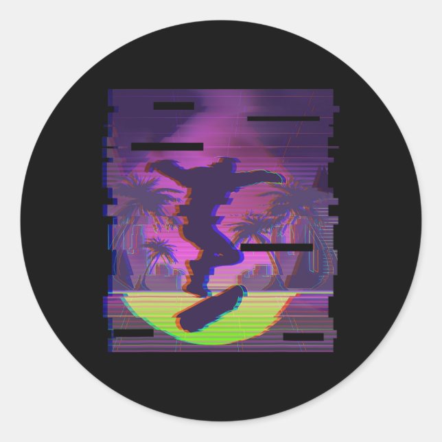 Sticker Rond Go Skateboarding And Do Cool Tricks  (Devant)