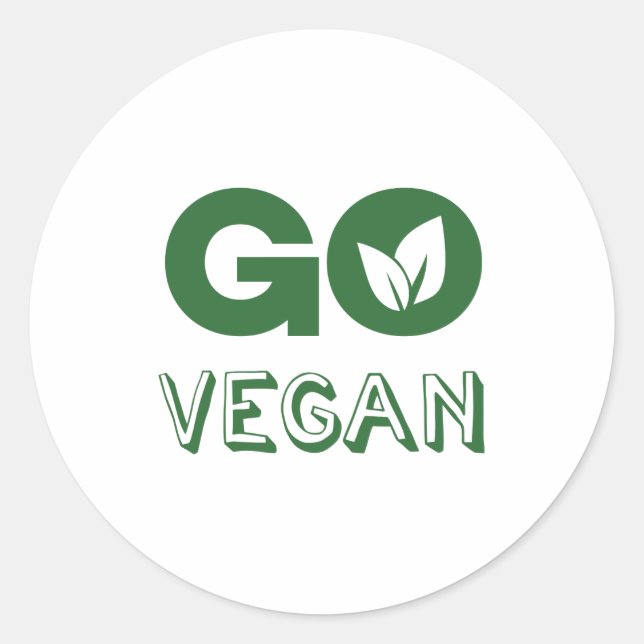 Sticker Rond Go Vegan Plante Nutrition Veganism (Devant)