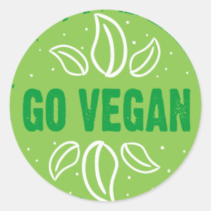 Sticker Rond Go Vegan, végétalien, végétarien,