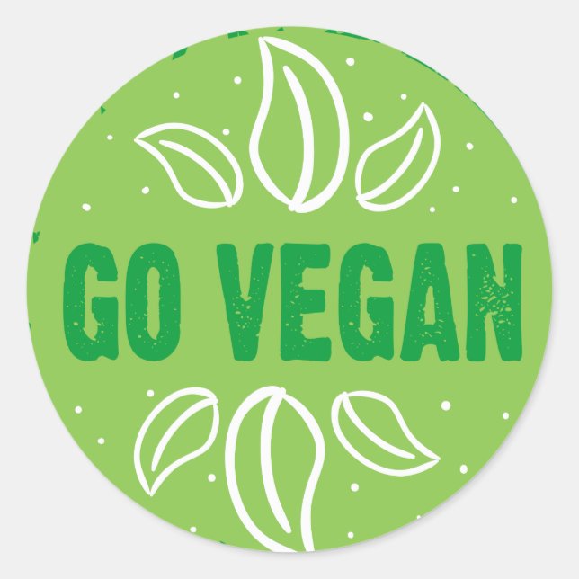 Sticker Rond Go Vegan, végétalien, végétarien, (Devant)
