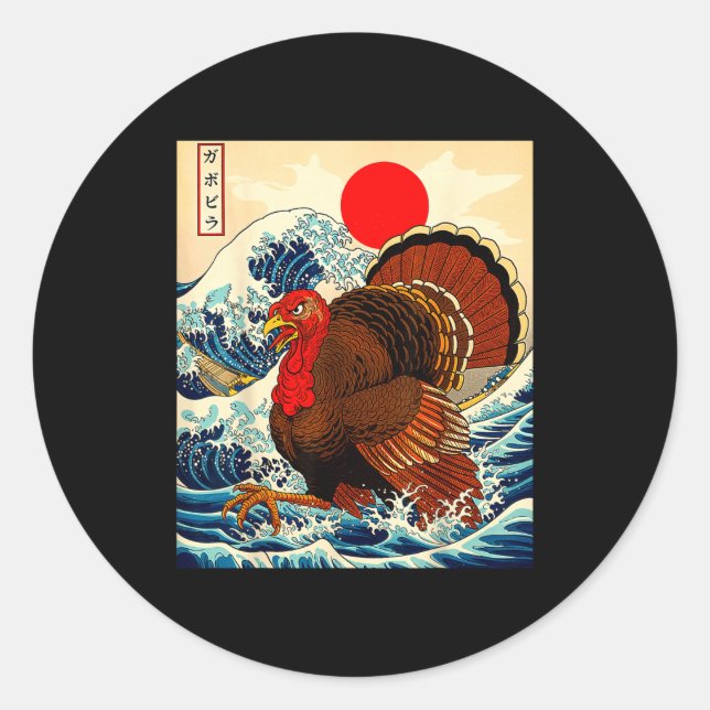 Sticker Rond Gobblezilla Turkey Funny Thanksgiving For Men Wome (Devant)