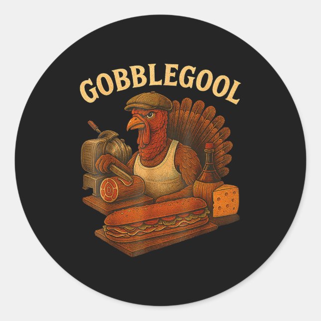 Sticker Rond Gobbol Turkey Thanksgiving  (Devant)