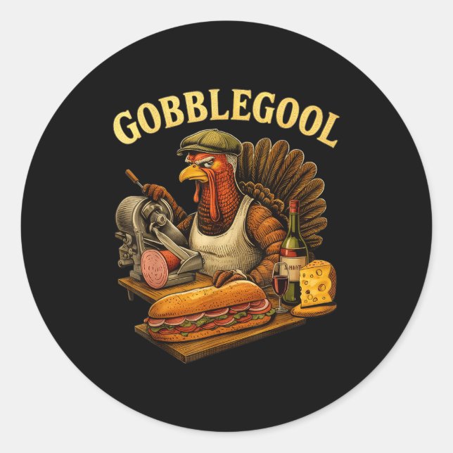 Sticker Rond Gobbol Turkey Thanksgiving  (Devant)