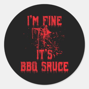 Sticker Rond Gobelet de sang - Je suis Bbq Sauce Funny Hallowee