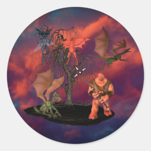 Sticker Rond Goblins effrayant Créations Ogre Halloween