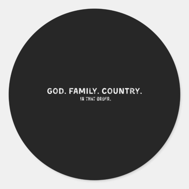 Sticker Rond God Family Country In That Order  (Devant)