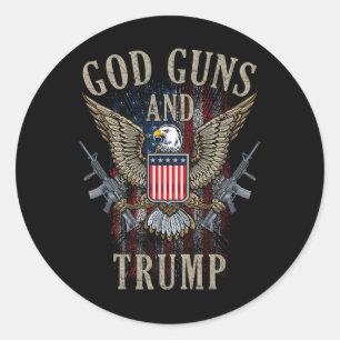 Sticker Rond God Guns Et Trump 2ème Amendement Drapeau Ar15 Amé