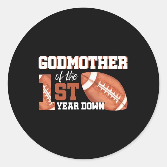 Sticker Rond Godmère De 1 An Anniversaire Football 1er (Devant)