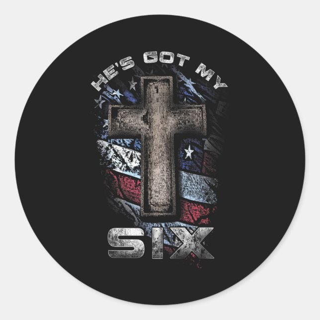 Sticker Rond God's Got My Six!  (Devant)