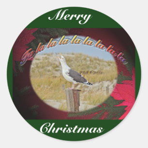 Sticker Rond Goéland Noir Noir Noir Arrière Noël Carolage de No