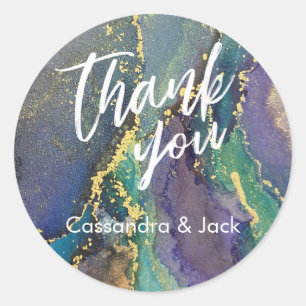 Sticker Rond Gold Accentué Liquide Abstrait Main Décontractée