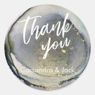 Sticker Rond Gold Accentué Liquide Abstrait Main Décontractée