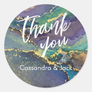 Sticker Rond Gold Accentué Liquide Abstrait Main Décontractée