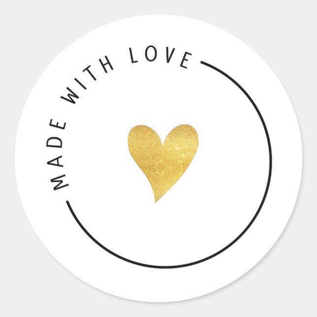 Sticker Rond Gold Aesthetic Made With Love  (Devant)