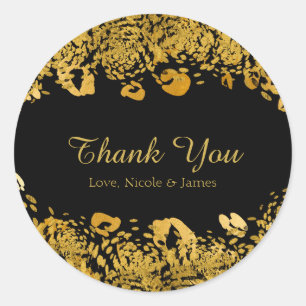 Sticker Rond Gold & Black Exotic Jungle Cheetah Glam Favoriser