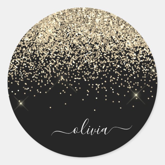 Sticker Rond Gold Black Girl Parties scintillant étincelante No (Devant)