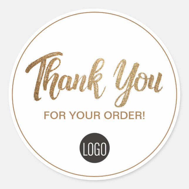 Sticker Rond Gold Black Votre logo ici Merci pour votre command (Devant)
