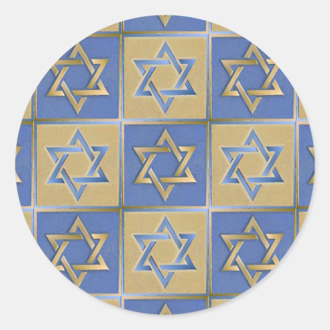 Sticker Rond Gold Blue Star de David Art Panels (Devant)