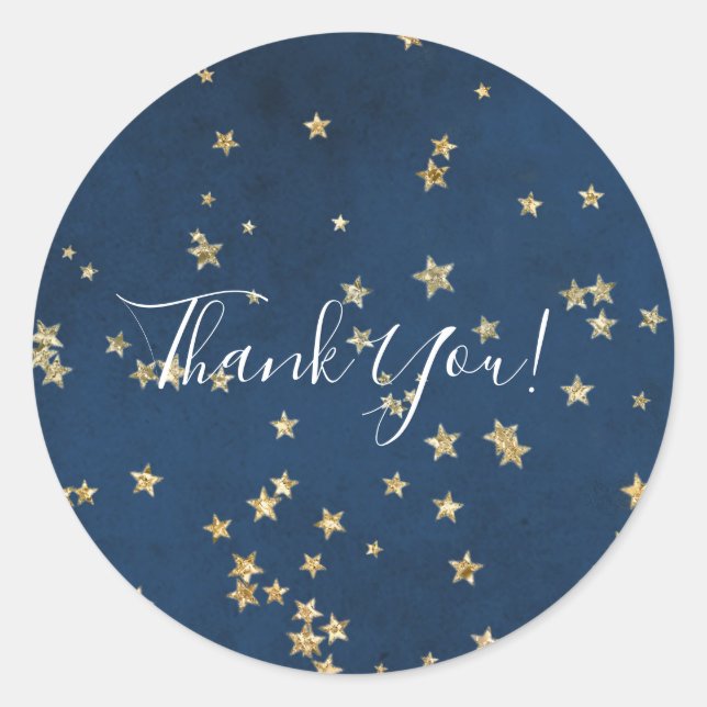 Sticker Rond Gold & Blue Twinkle Stars Ciels célestes Favoriser (Devant)
