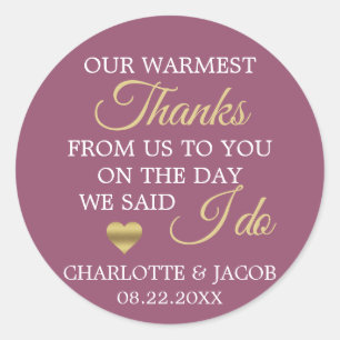 Sticker Rond Gold CASSIS Mariage Coeur le plus chaud Merci