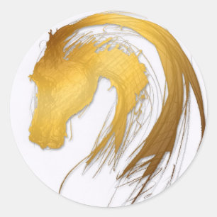 Sticker Rond Gold Chinese Horse Année Zodiac Anniversaire CRS