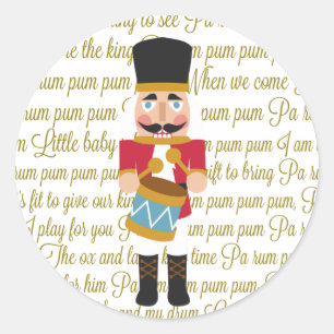 Sticker Rond Gold Christmas Little Drummer Boy