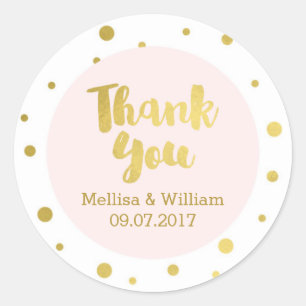 Sticker Rond Gold Confetti Blush rose Wedding Favor Tags