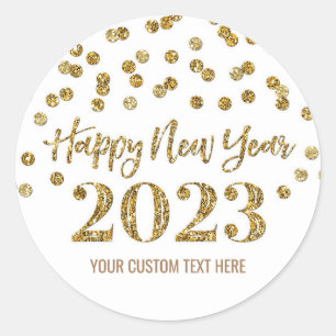 Sticker Rond Gold Confetti Bonne année 2023