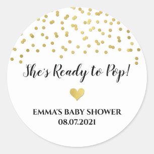 Sticker Rond Gold Confetti Coeur Elle est prête à la pop