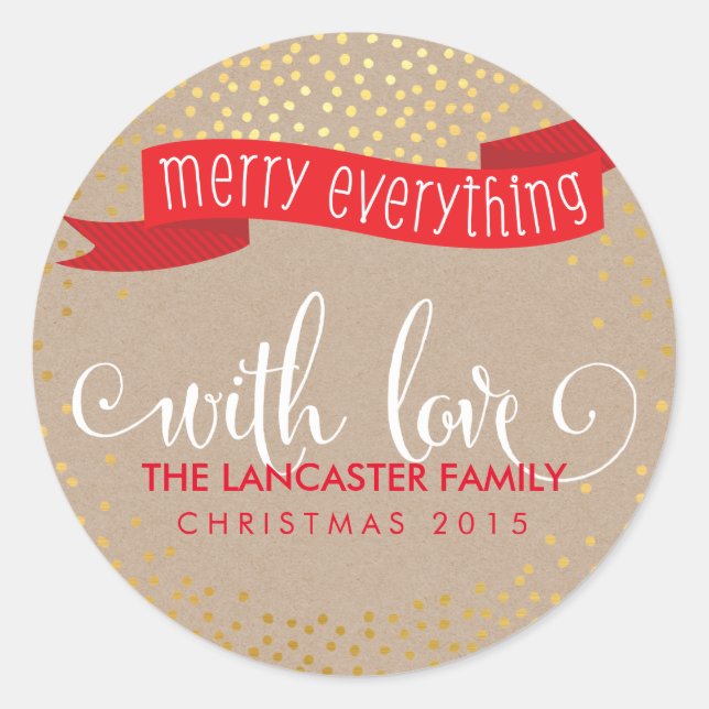 Sticker Rond GOLD CONFETTI NEIGE PHOTO Joyeux tout bannière (Devant)